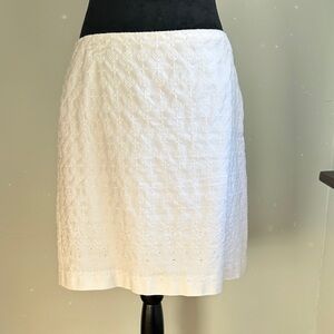 Talbots White Textured A-Line Skirt